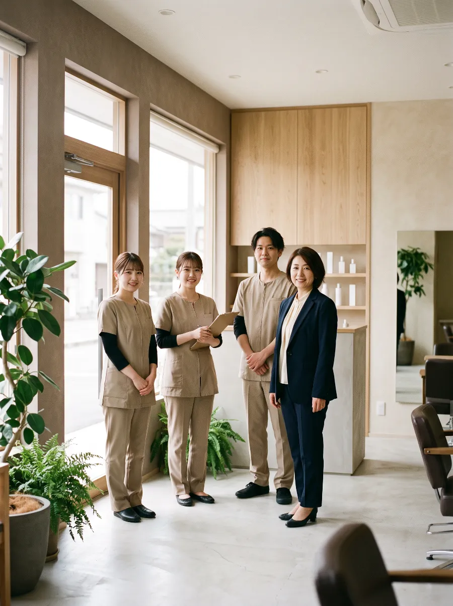 事業承継後も同じスタッフとともに営業を続ける美容サロンのイメージ