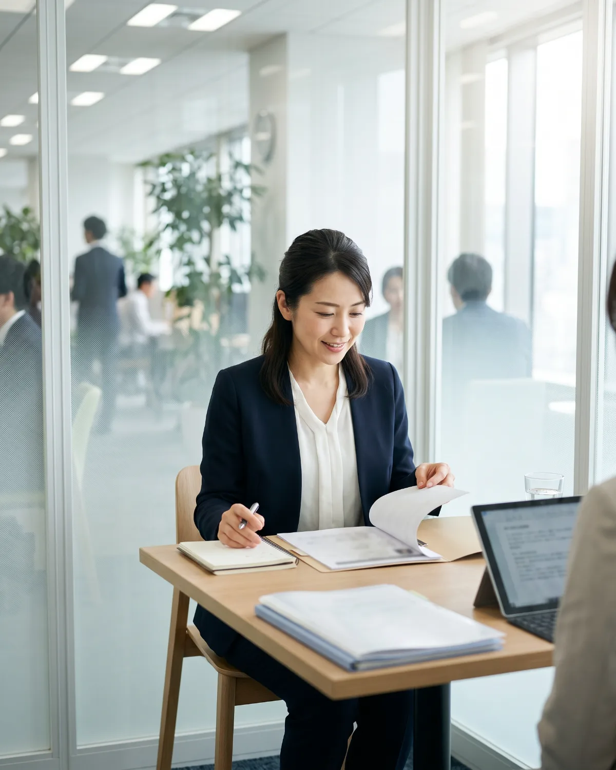 人材紹介会社のオフィスで面談準備をするキャリアアドバイザー
