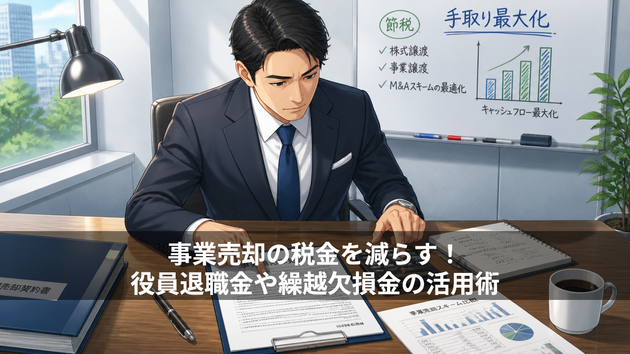 事業売却の税金を減らす！役員退職金や繰越欠損金の活用術