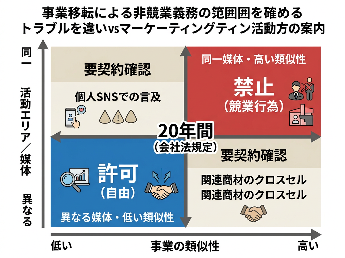【文脈】事業譲渡における競業避止義務の適用範囲と