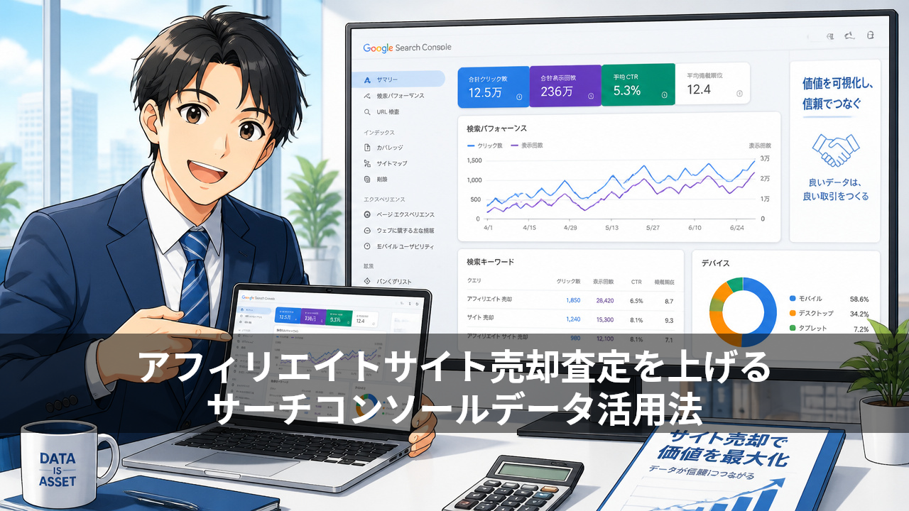 アフィリエイトサイト売却査定を上げるサーチコンソールデータ活用法