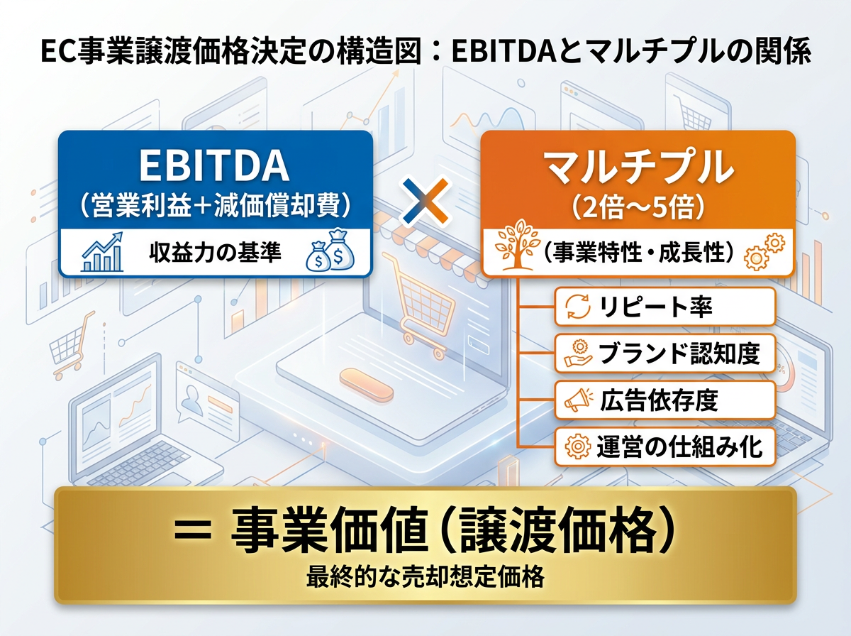 【文脈】EC事業の売却価格がどのように決定されるか
