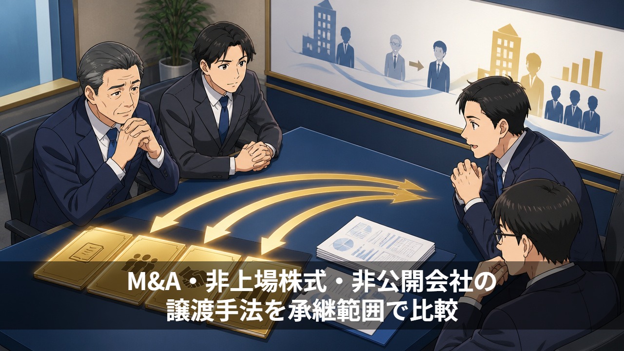 M&A・非上場株式・非公開会社の譲渡手法を承継範囲で比較