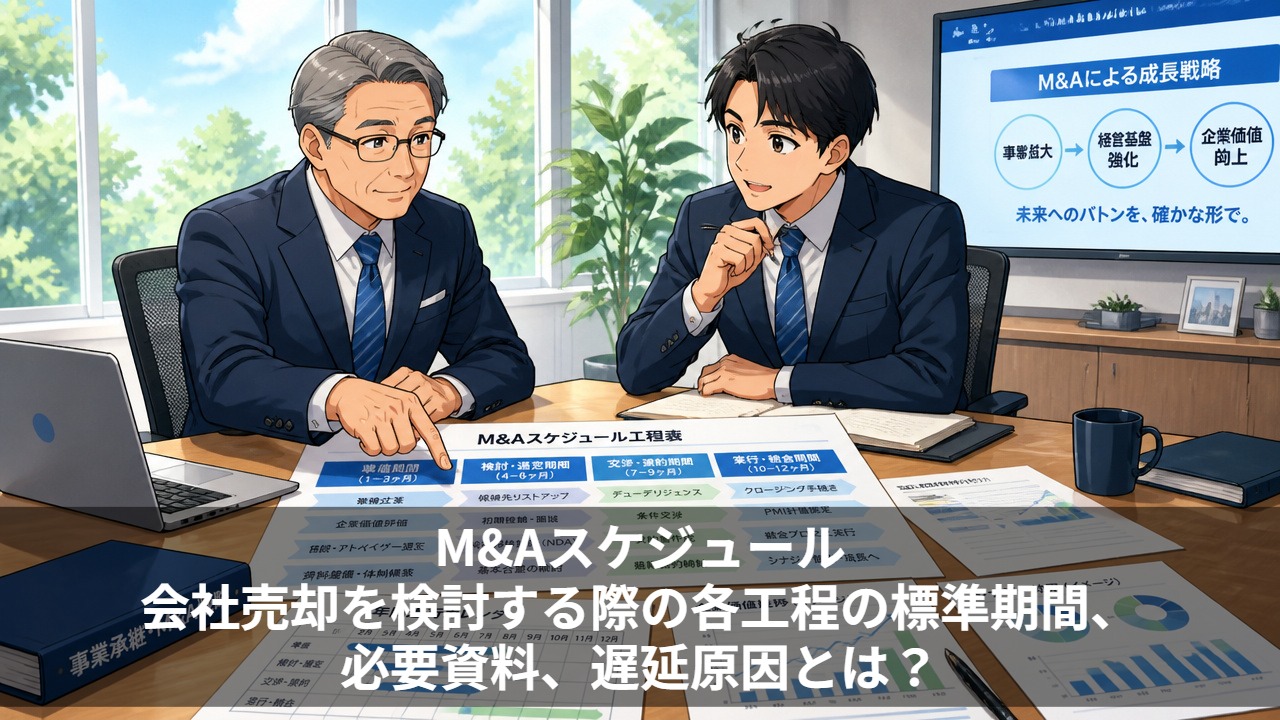 M&Aスケジュール｜会社売却を検討する際の各工程の標準期間、必要資料、遅延原因とは？