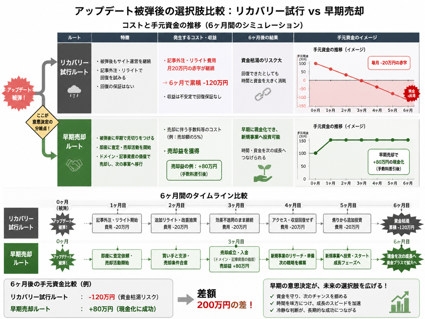 【文脈】アップデート被弾後に「泥沼のリカバリー試行」を続ける場合と
