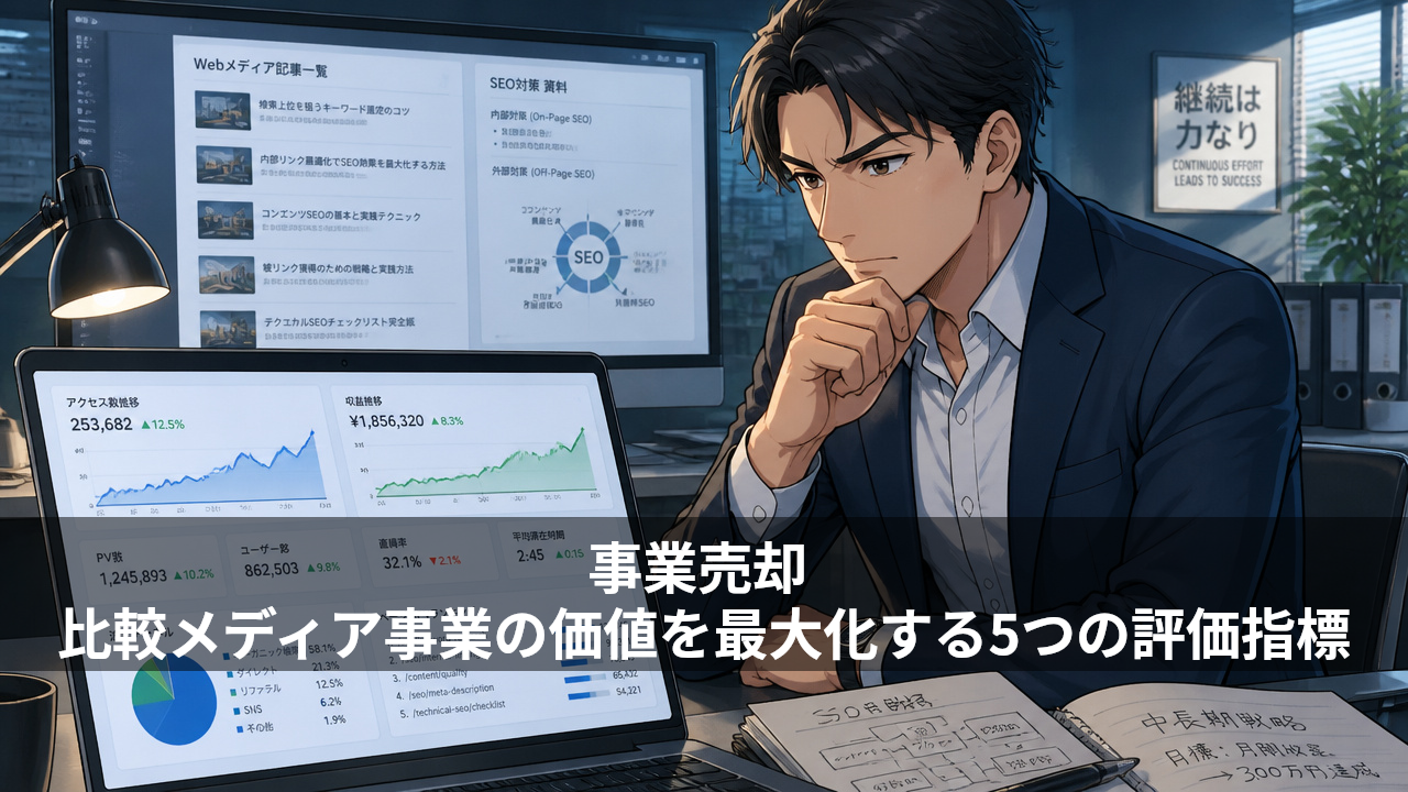 事業売却 比較メディア事業の価値を最大化する5つの評価指標