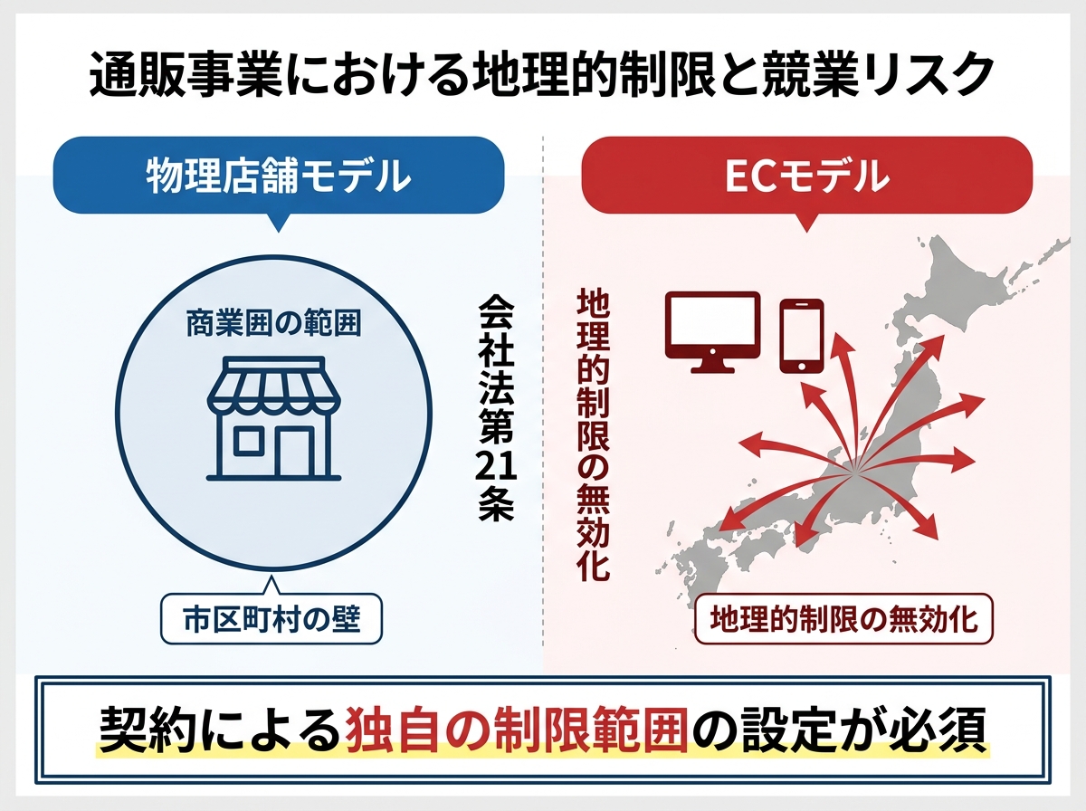【文脈】通販事業における会社法の地理的制限の限界と