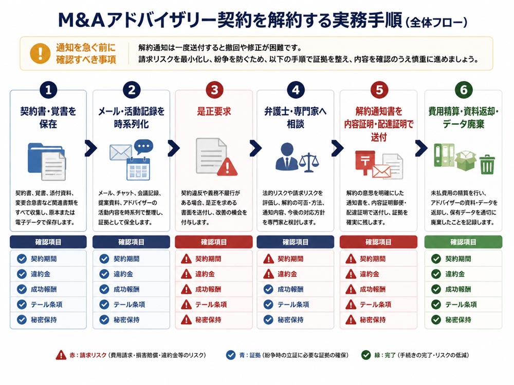 【文脈】M&Aアドバイザリー契約を解約する実務手順を