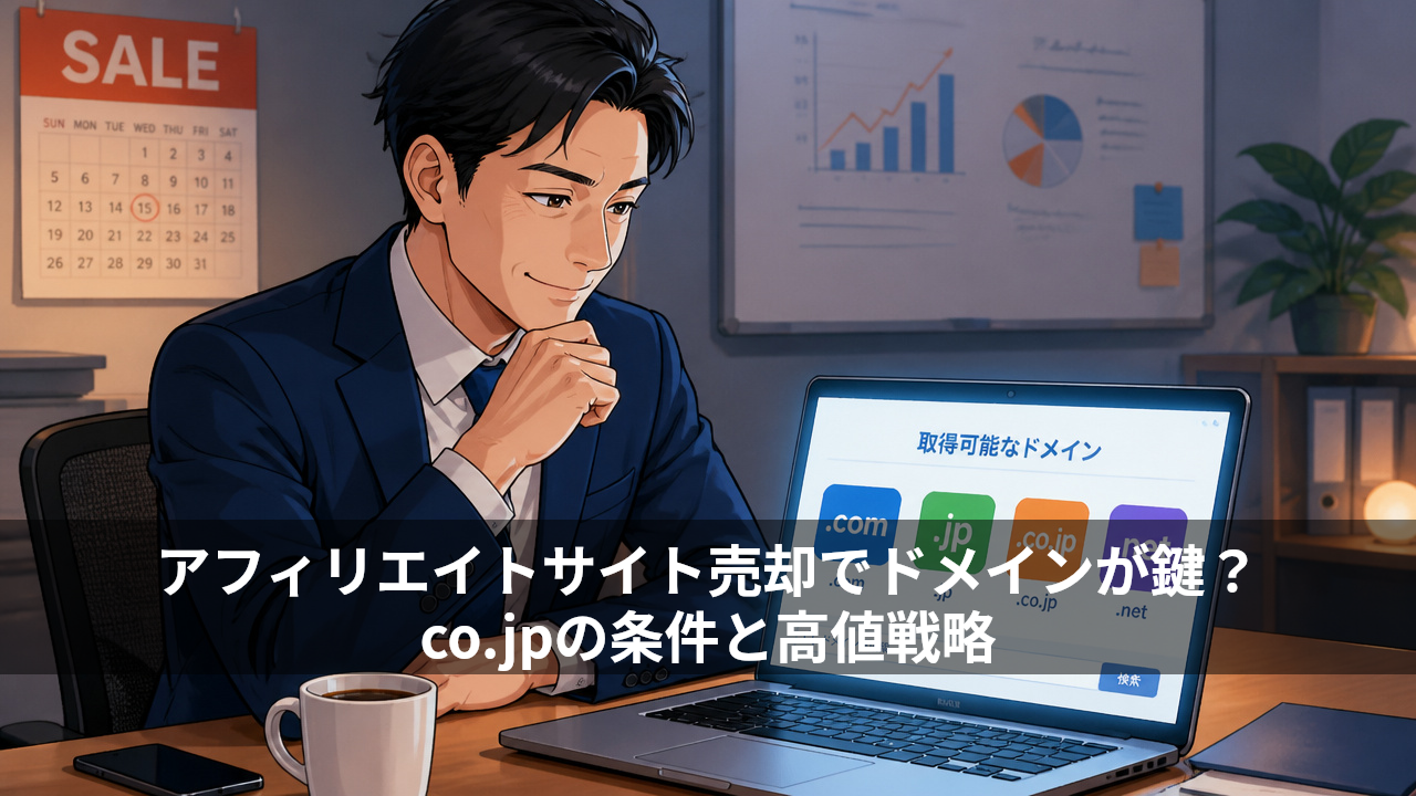 アフィリエイトサイト売却でドメインが鍵?co.jpの条件と高値戦略