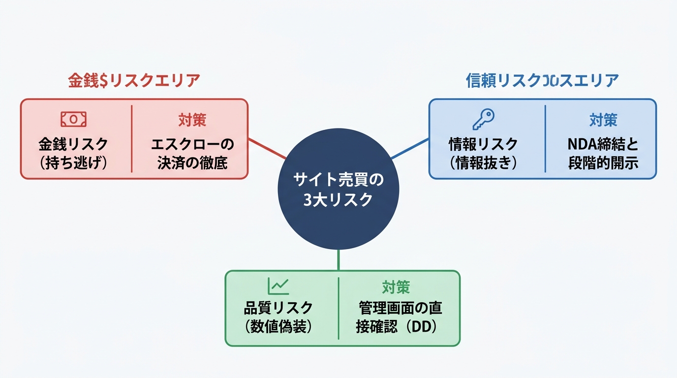 【文脈】サイト売買における3大詐欺リスク（金銭