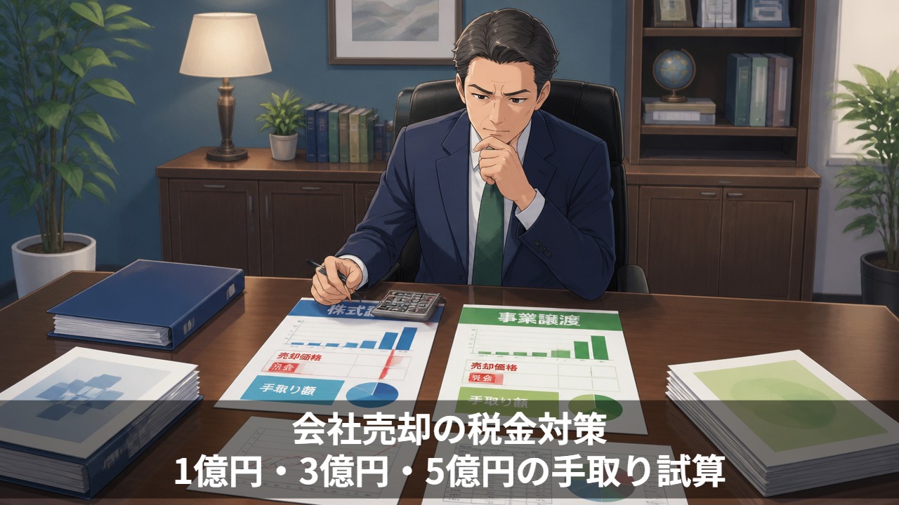 会社売却の税金対策｜1億円・3億円・5億円の手取り試算