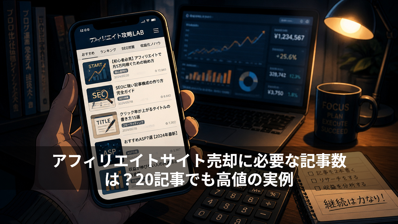 アフィリエイトサイト売却に必要な記事数は？20記事でも高値の実例