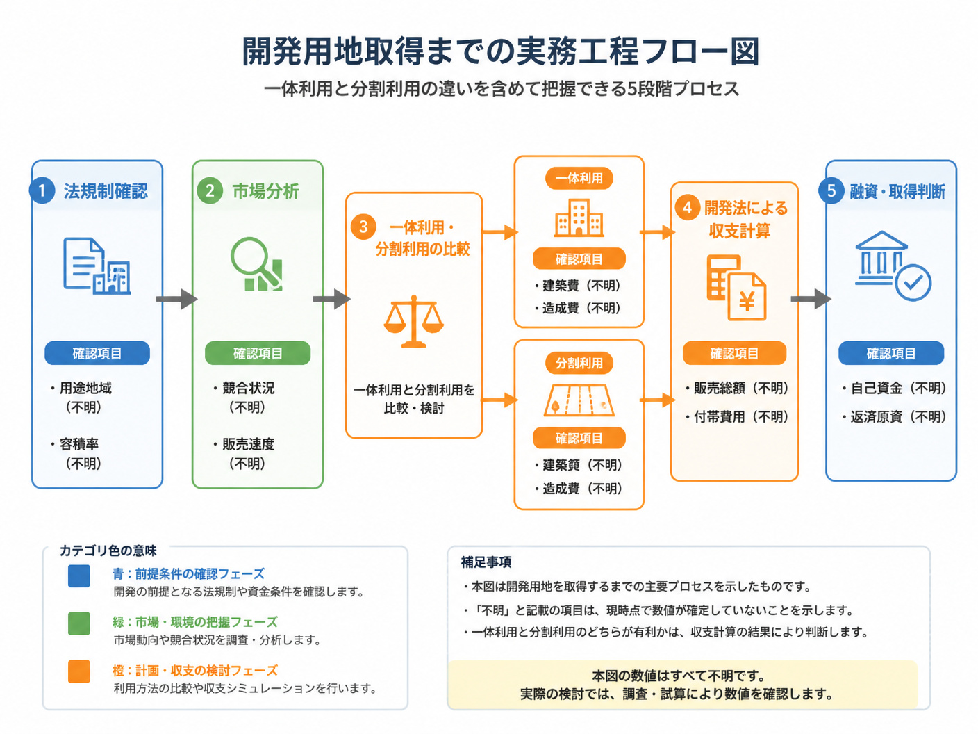 【文脈】開発用地を取得するまでの実務工程を