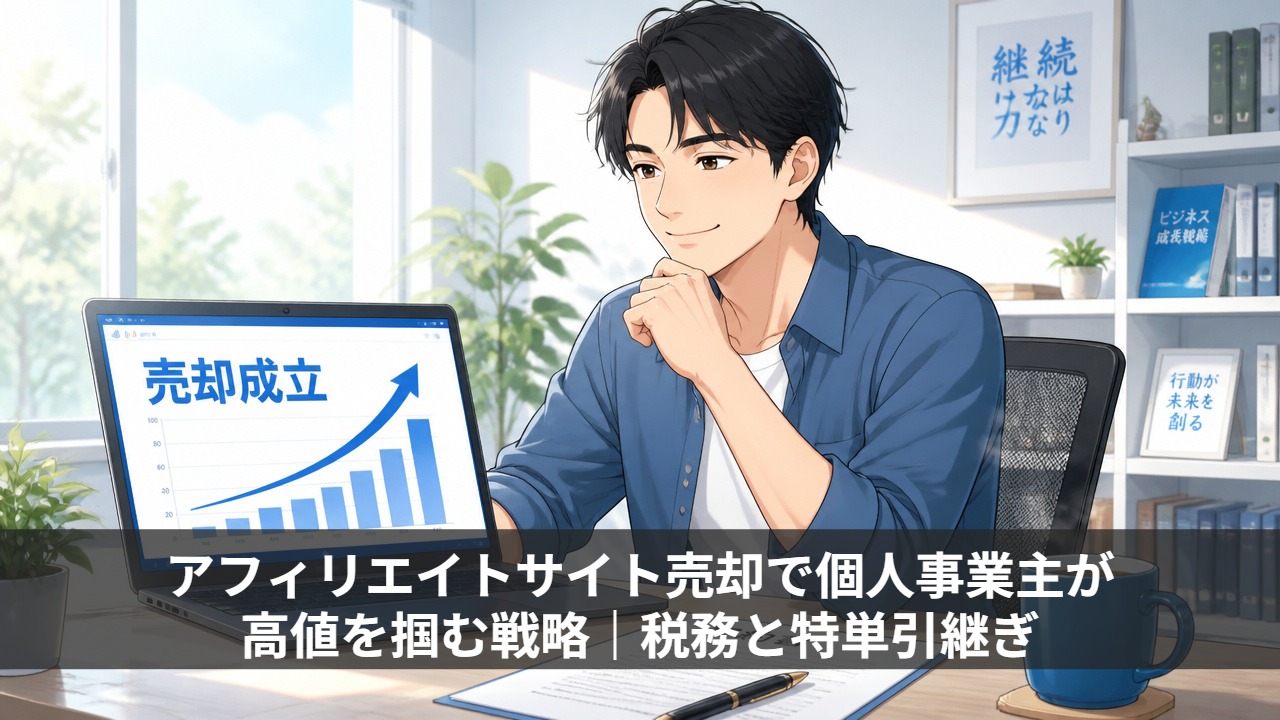 アフィリエイトサイト売却で個人事業主が高値を掴む戦略|税務と特単引継ぎ