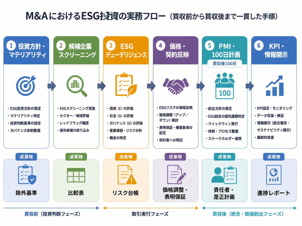 【文脈】M&AにおけるESG投資の実務フローを