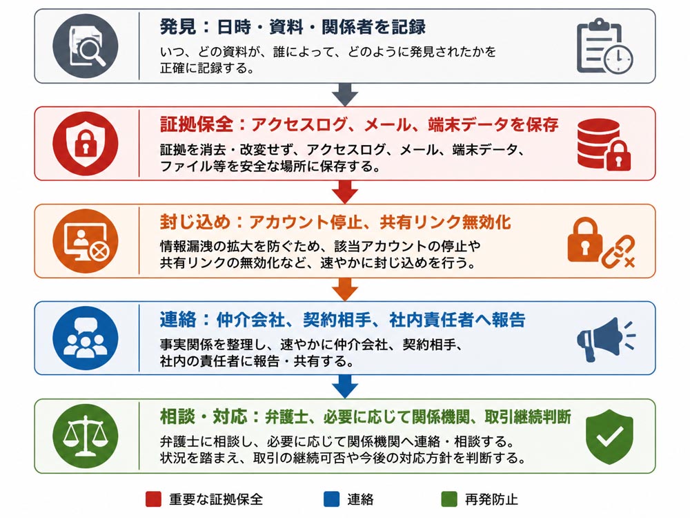 【文脈】M&Aで情報漏洩を発見した直後の初動を