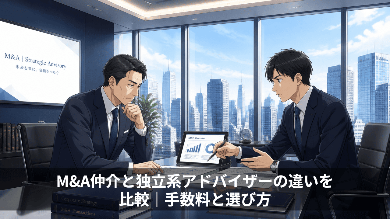 M&A仲介と独立系アドバイザーの違いを比較|手数料と選び方