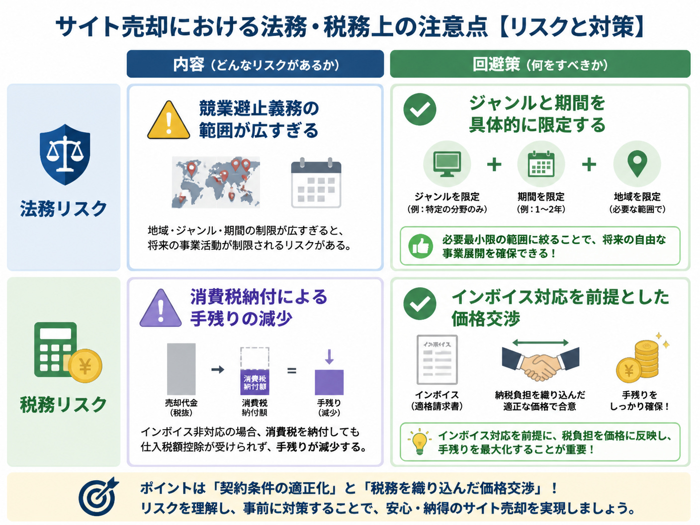 【文脈】サイト売却における法務・税務上の注意点を