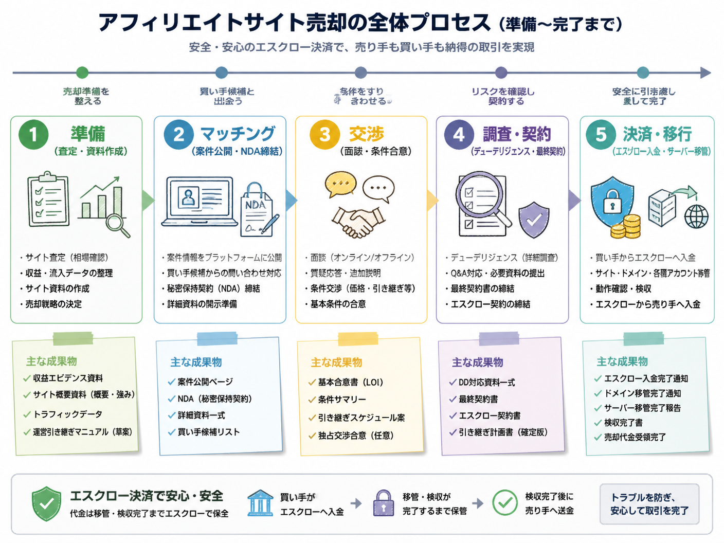 【文脈】アフィリエイトサイト売却の全体プロセスを