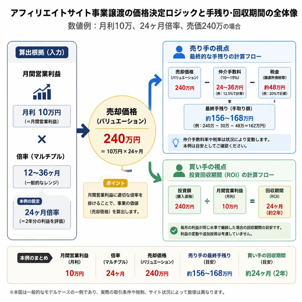 【文脈】アフィリエイトサイトの事業譲渡における売却価格の決定ロジックと