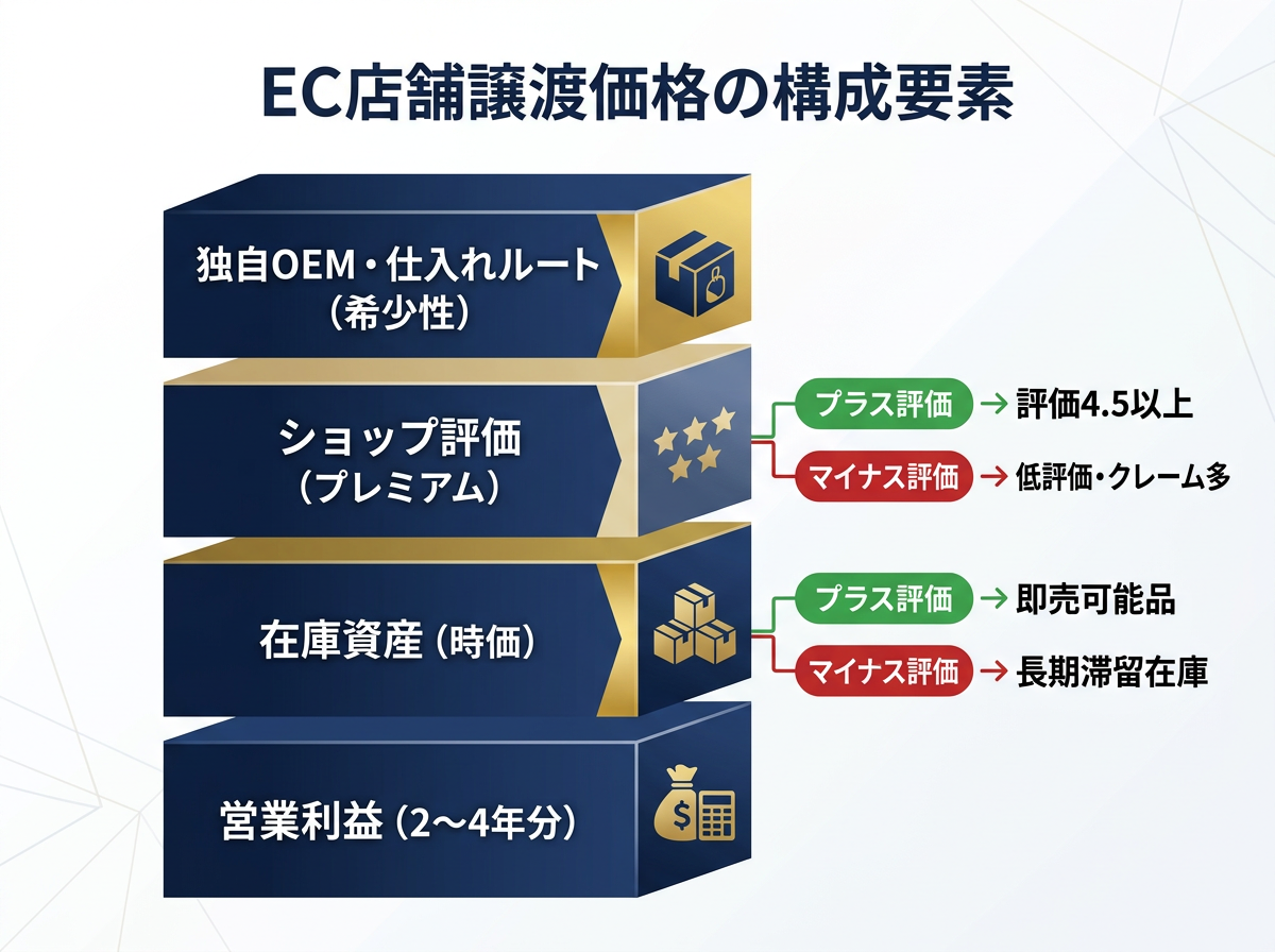 【文脈】EC店舗の譲渡価格を構成する要素を分解し