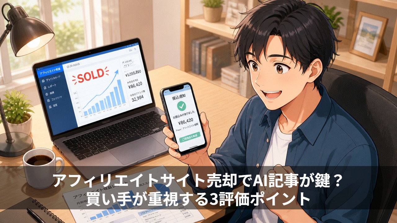 アフィリエイトサイト売却でAI記事が鍵？買い手が重視する3評価ポイント