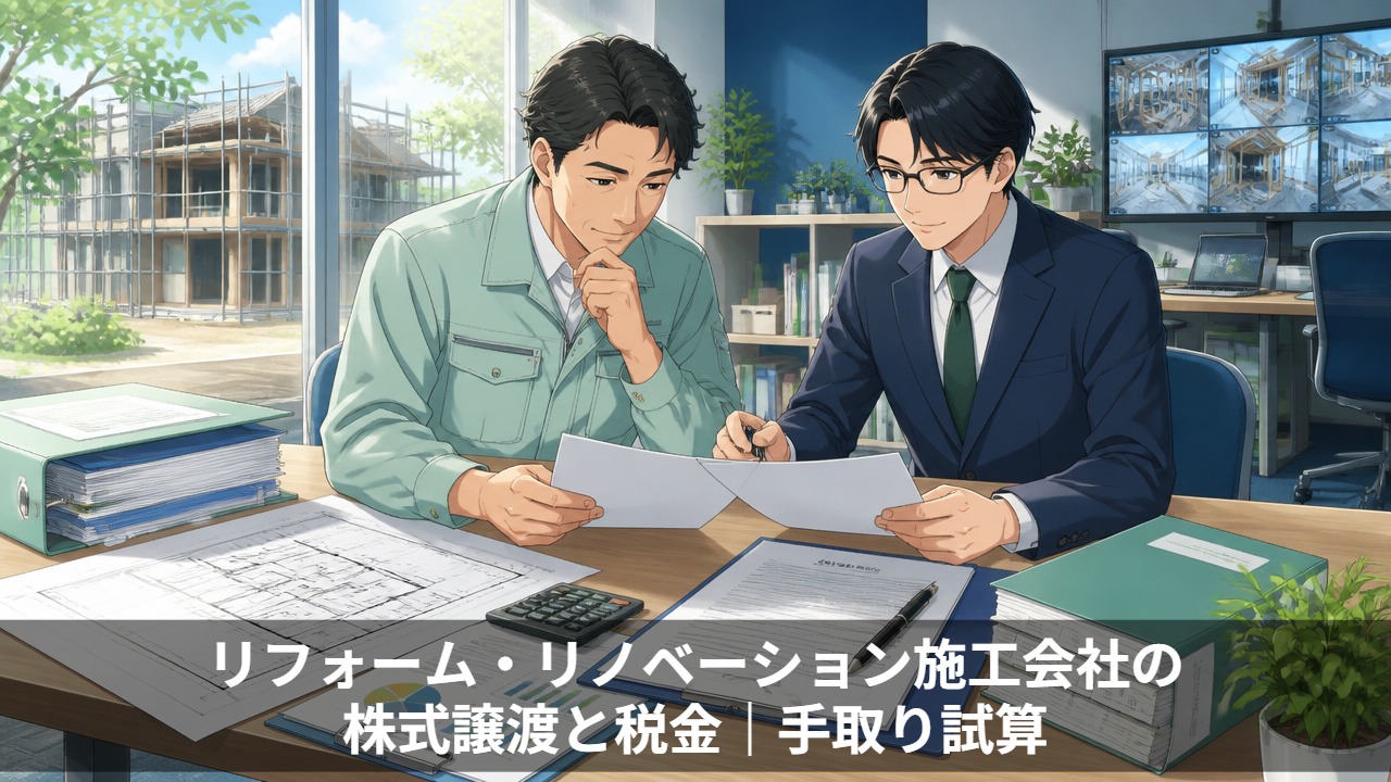 リフォーム・リノベーション施工会社の株式譲渡と税金｜手取り試算