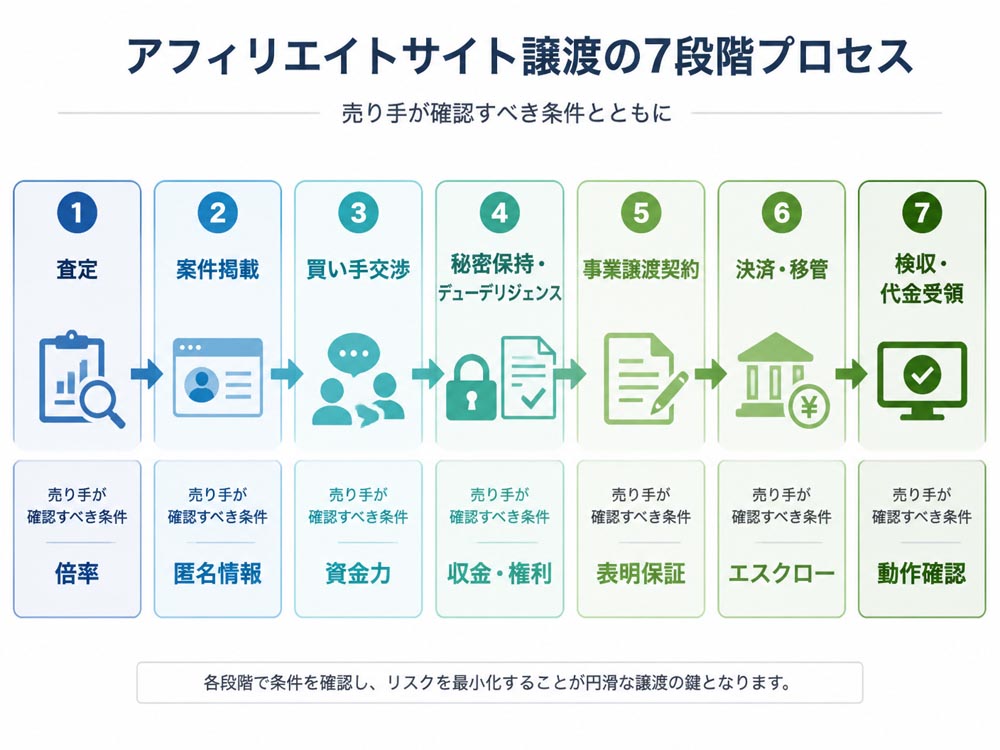 【文脈】アフィリエイトサイト譲渡の7段階を