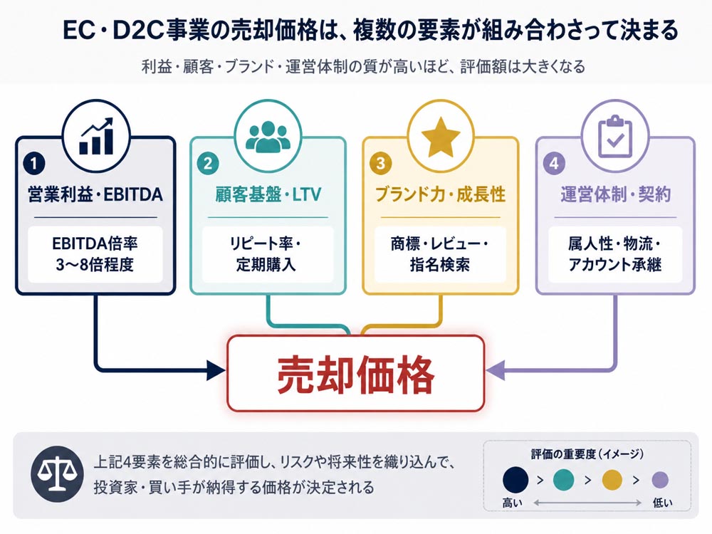 【文脈】EC・D2C事業の売却価格が売上高だけでなく利益