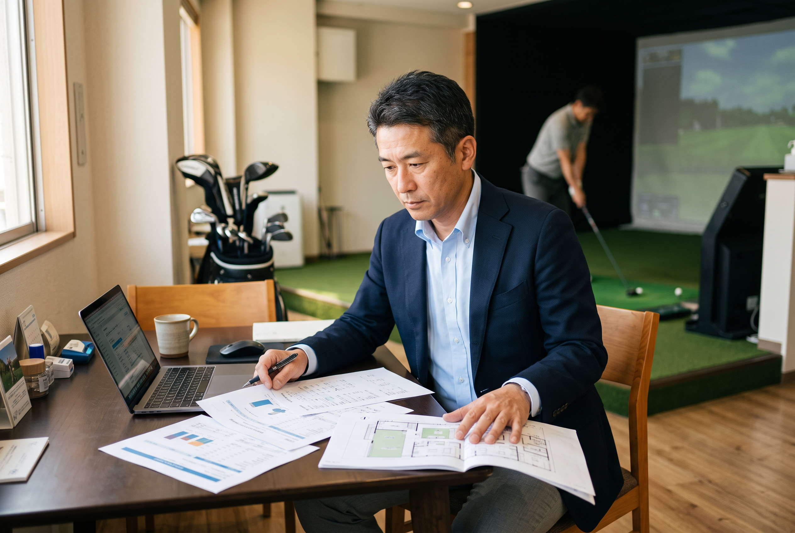 損益表と店舗資料を比較しながら経営判断をする日本人経営者