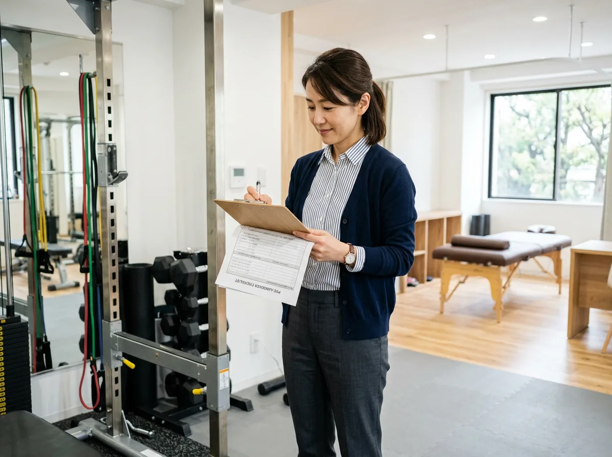 店舗オーナーが居抜き譲渡に向けて店舗設備を確認している様子