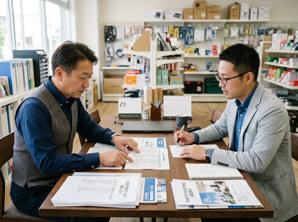 店舗を譲渡したい売主が専門家に相談している様子
