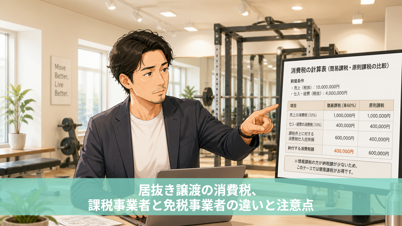 居抜き譲渡の消費税、課税事業者と免税事業者の違いと注意点
