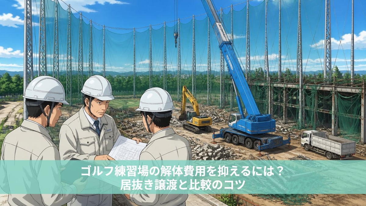 ゴルフ練習場の解体費用を抑えるには？居抜き譲渡と比較のコツ