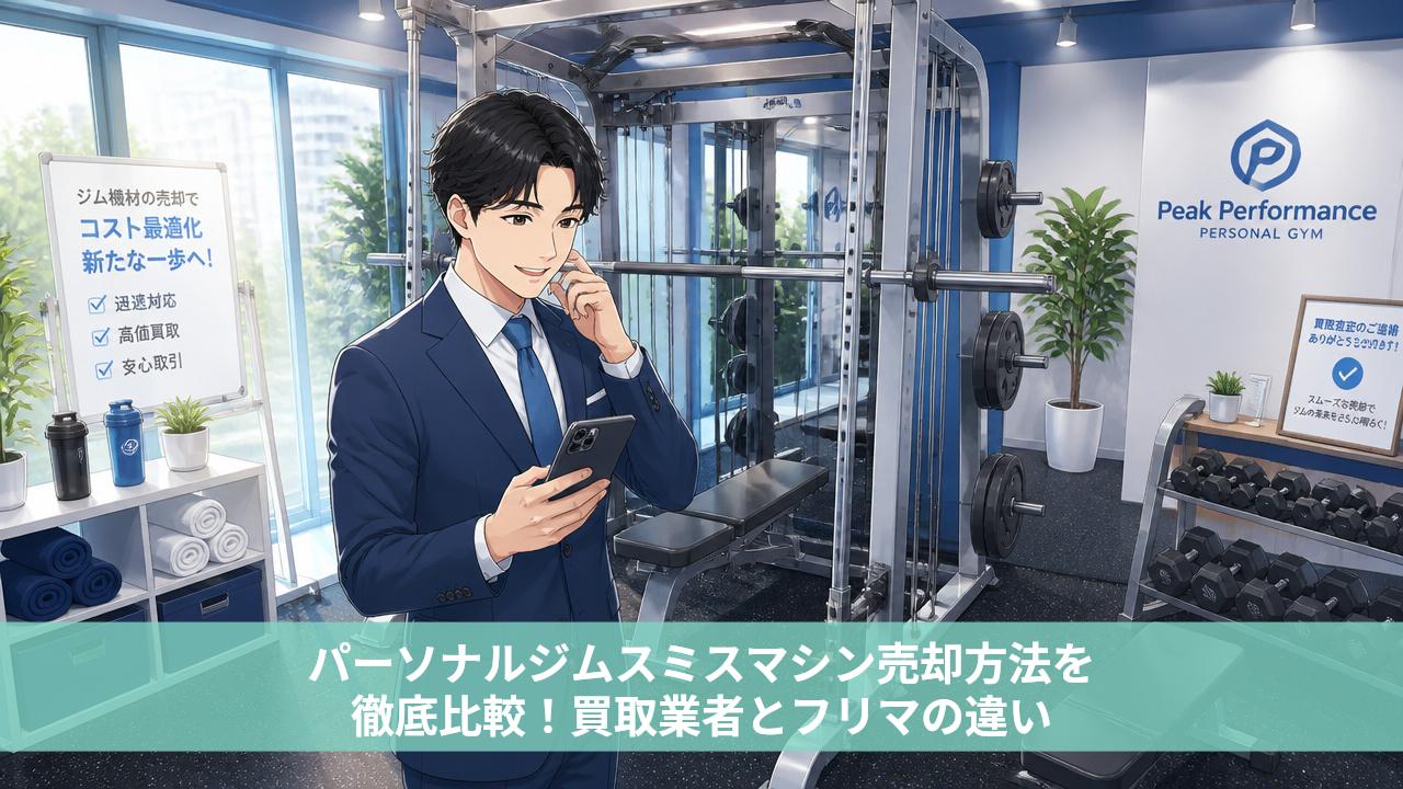パーソナルジムスミスマシン売却方法を徹底比較！買取業者とフリマの違い
