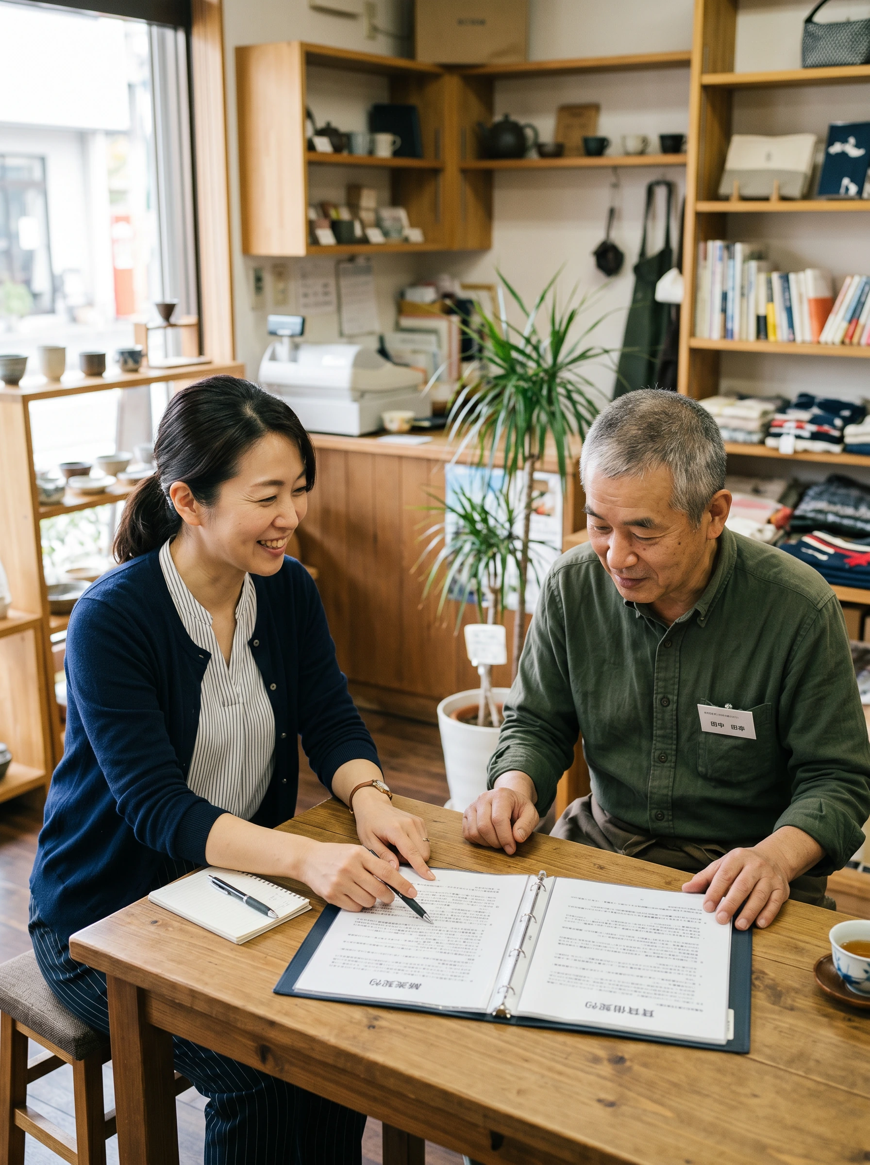 専門家が2種類の契約書を示しながら説明している様子