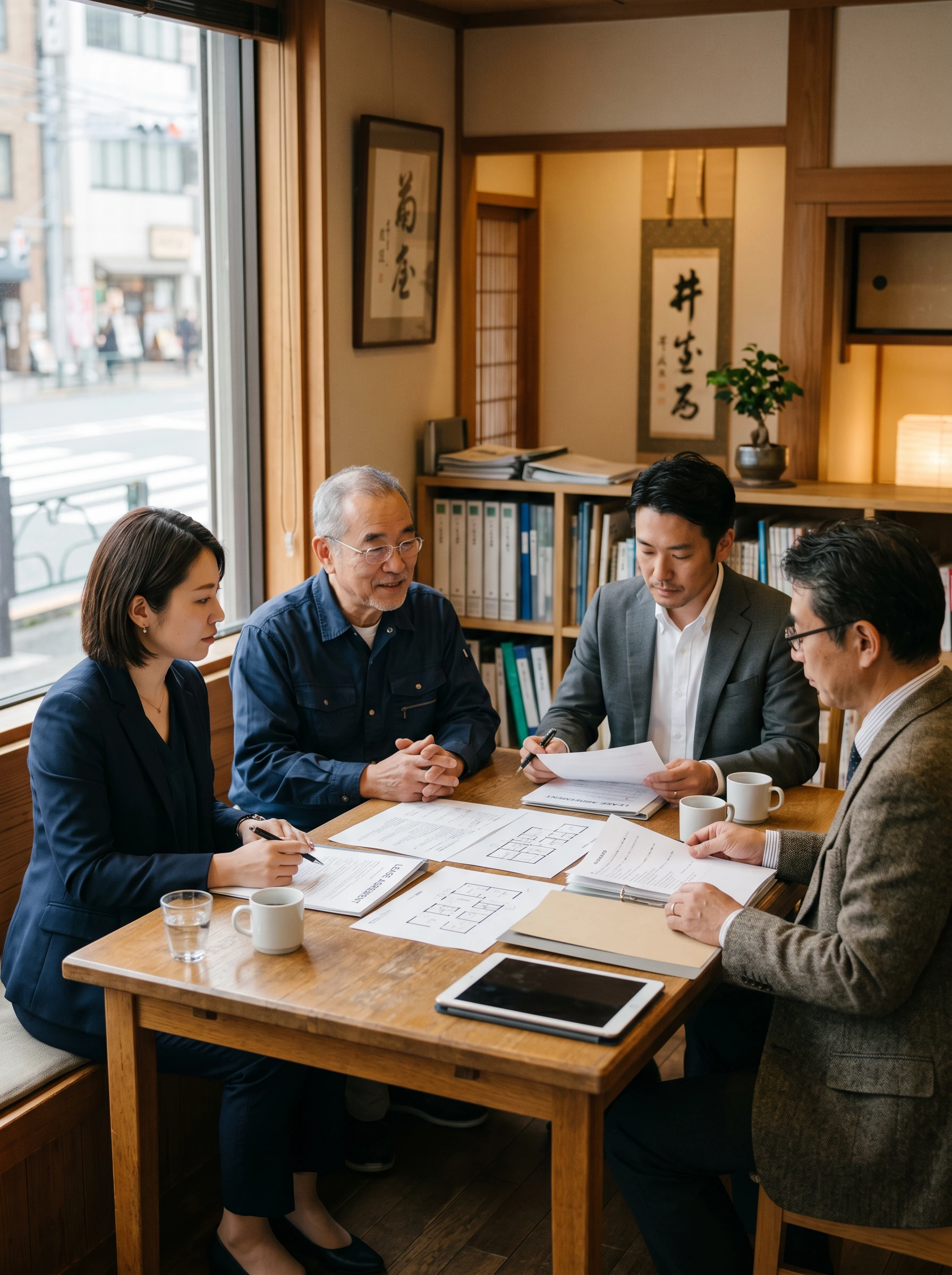 貸主や管理会社との打ち合わせをしている様子