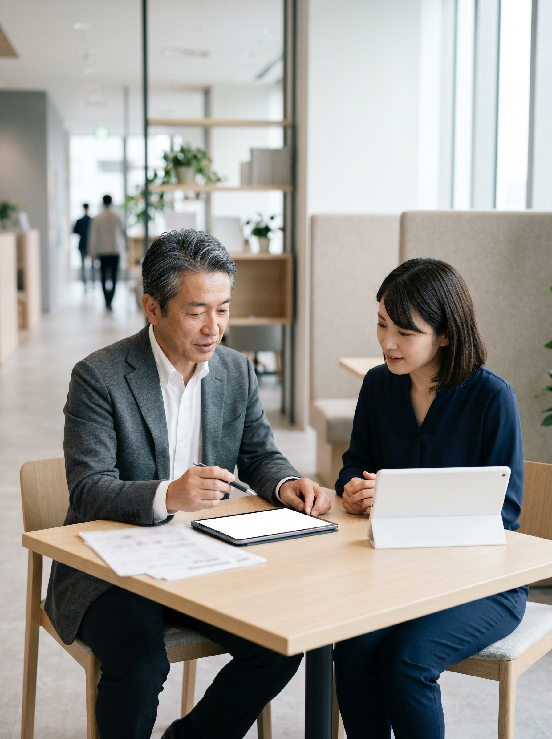 相談内容を整理している担当者と相談者の様子