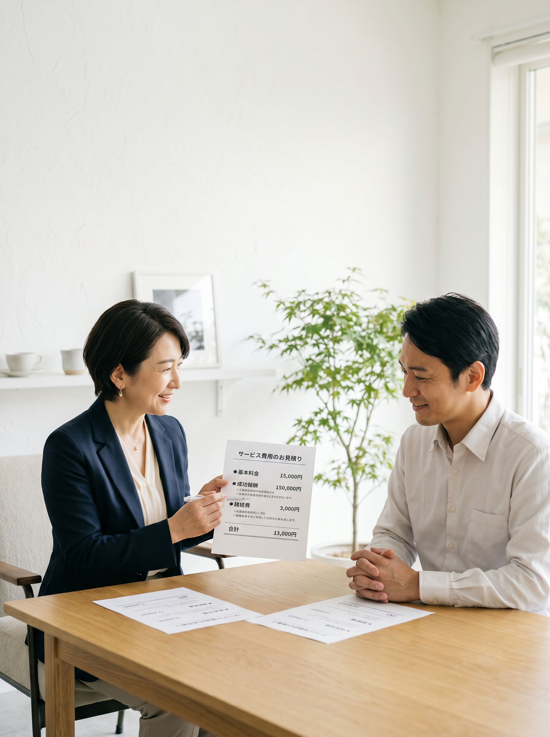 担当者が料金表や見積もりイメージを説明している様子