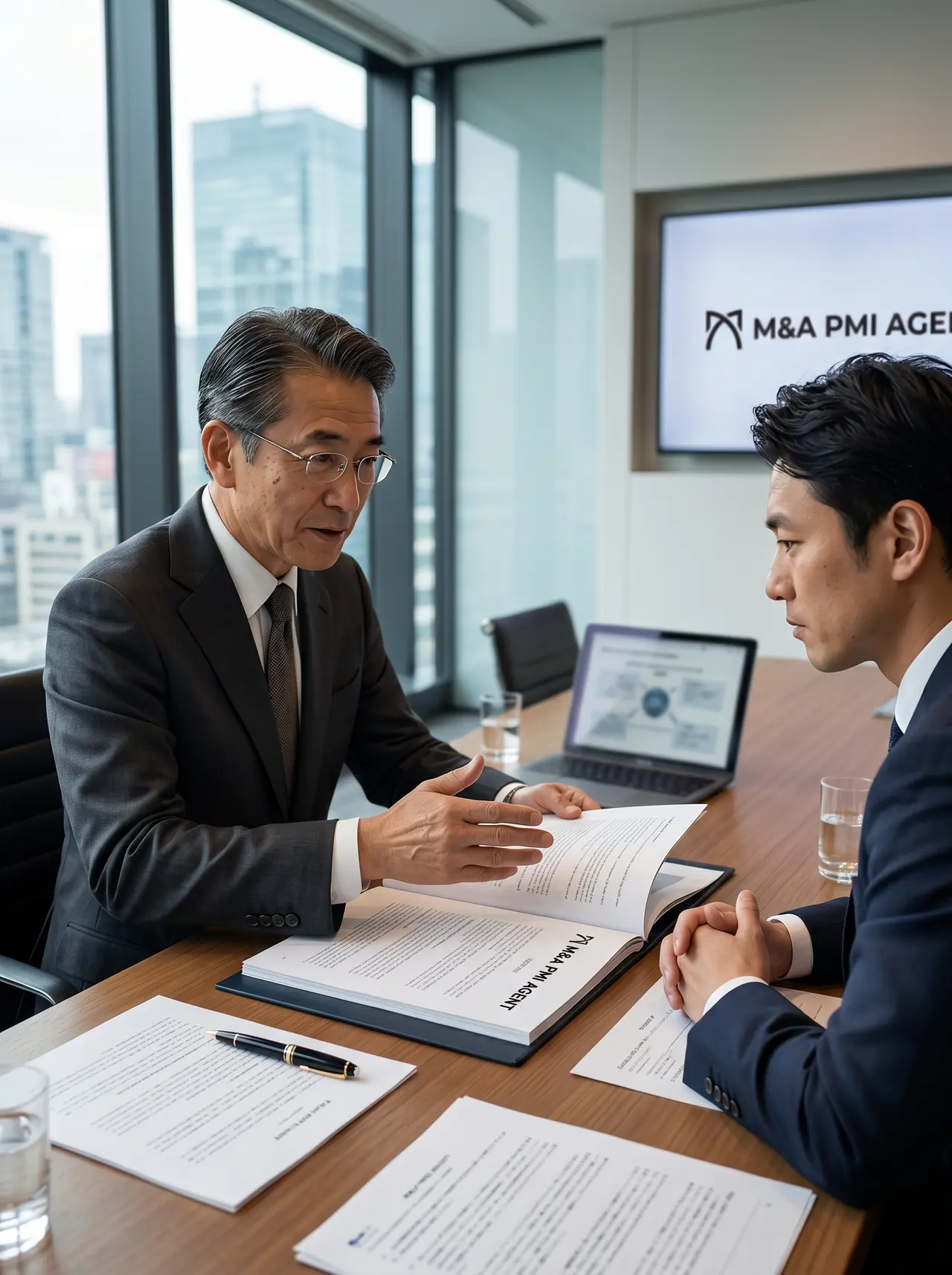 クライアントに丁寧に説明するM&Aアドバイザー