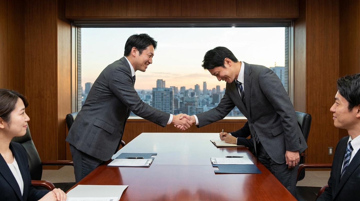 M&A成約の握手