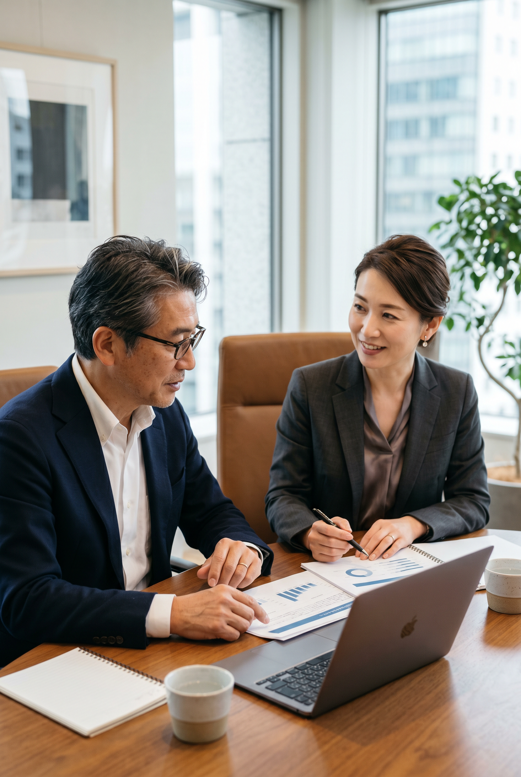 WEBメディア事業の売却可能性についてM&Aコンサルタントに相談している様子